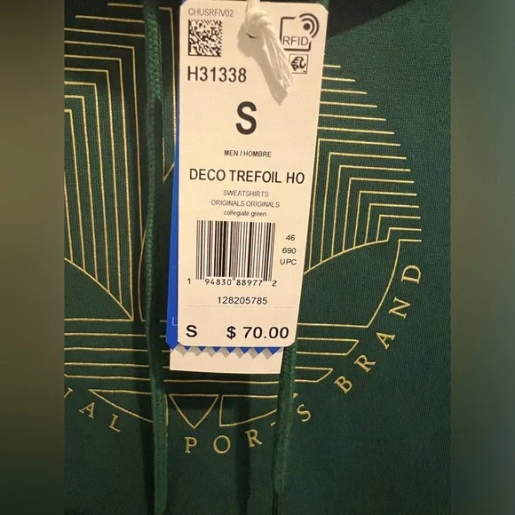 ADIDAS Deco Trefoil Hoodie Green. - Picture 5 of 8